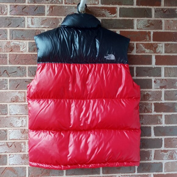 The North Face Black/Red Nuptse 700 Goose Down Puffer Vest size Large - Picture 2 of 7
